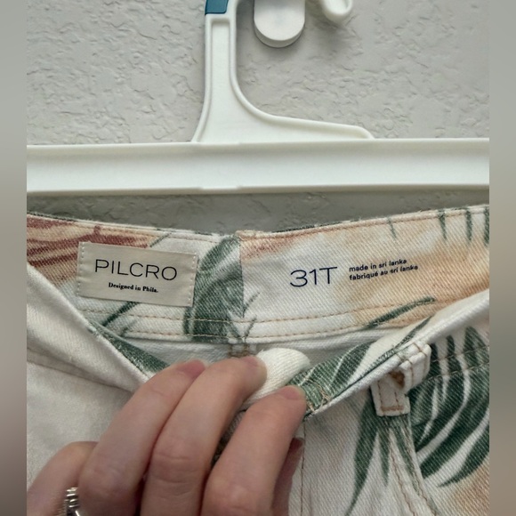 Pilcro Anthropologie Adi Printed Linen Mid Rise Flare Pants Floral Ivory 31T - Picture 4 of 5